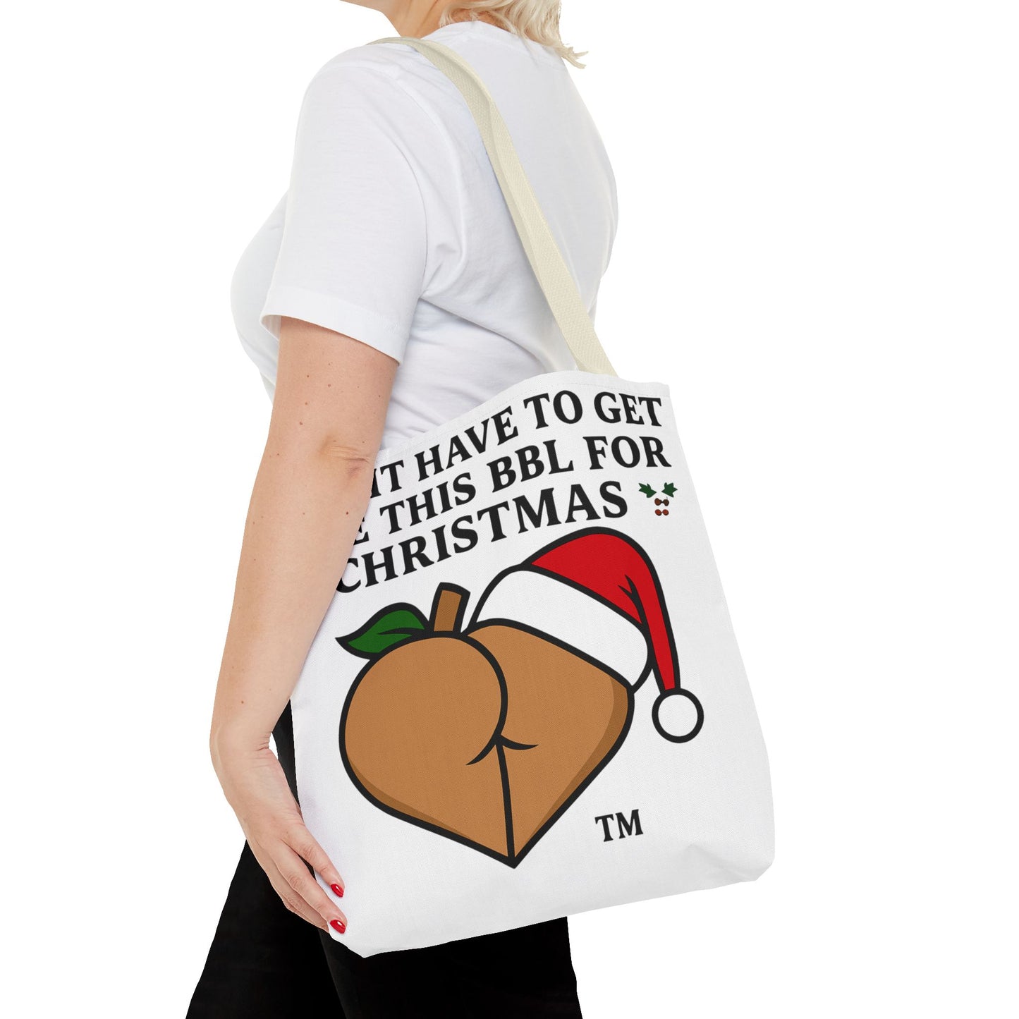 Christmas BBL Tote Bag — "Might Have to Get Bae This BBL for Christmas" Holiday Gift Tote