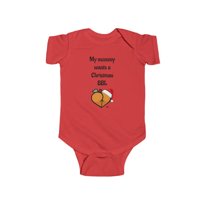 Christmas BBL Baby Bodysuit (Caramel) - "My Mommy Wants a Christmas BBL"
