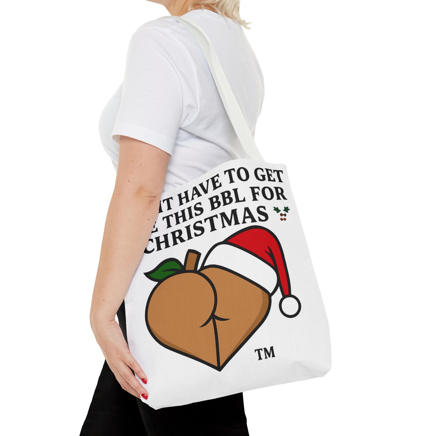 Christmas BBL Tote Bag — "Might Have to Get Bae This BBL for Christmas" Holiday Gift Tote