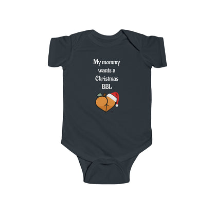 Christmas BBL Baby Bodysuit (Caramel) - "My Mommy Wants a Christmas BBL"