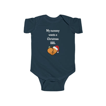 Christmas BBL Baby Bodysuit (Caramel) - "My Mommy Wants a Christmas BBL"