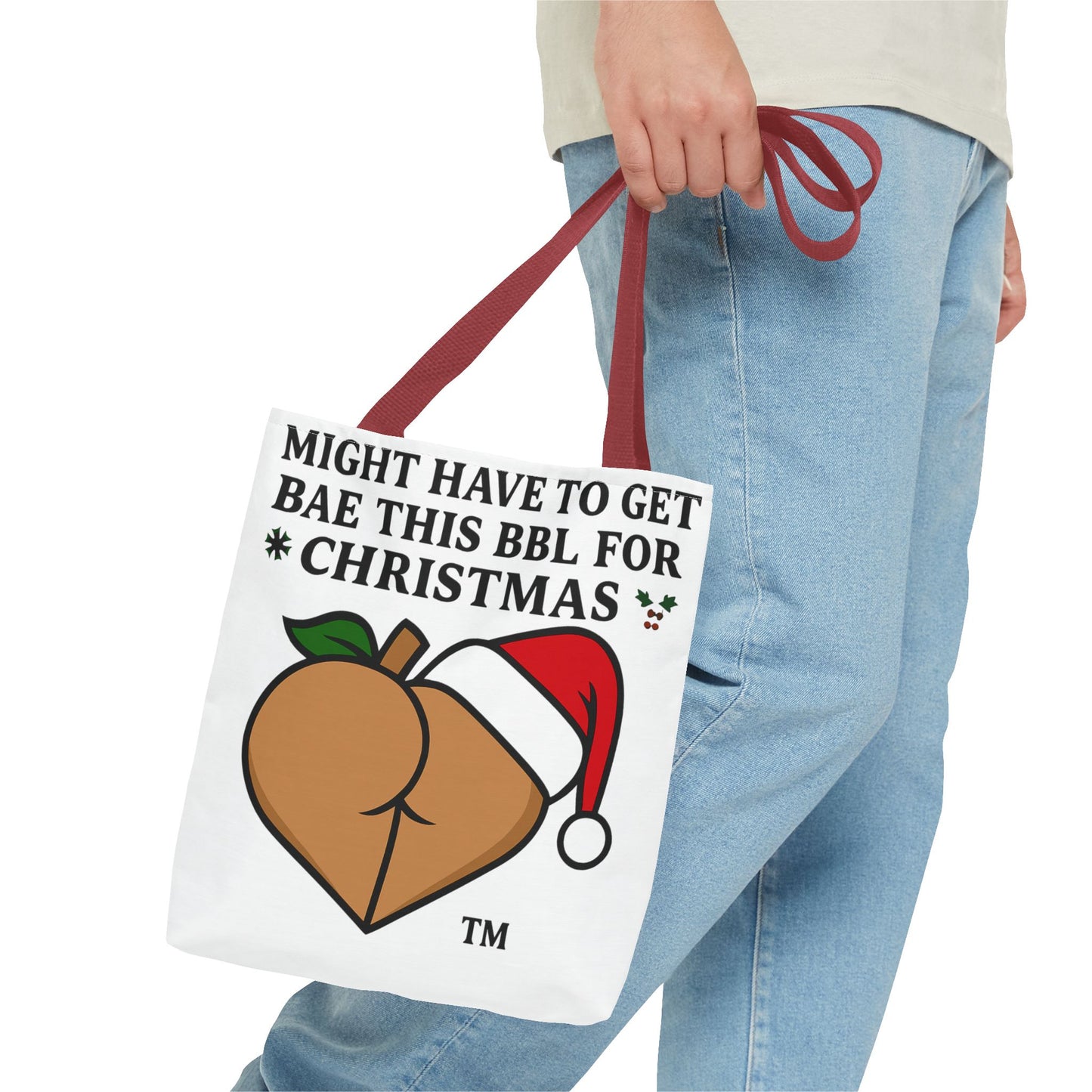Christmas BBL Tote Bag — "Might Have to Get Bae This BBL for Christmas" Holiday Gift Tote